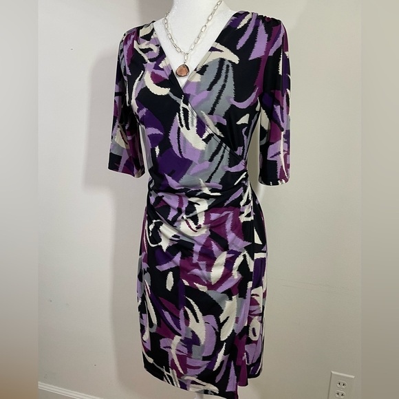 A.B.S. By Allen Schwartz sz XS dress multi print in a faux wrap style - Picture 1 of 11